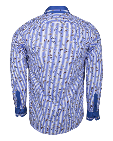 Luxury Paisley Printed and Striped Long Sleeved Mens Shirt SL 524