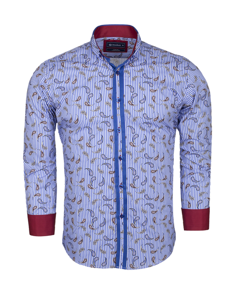 Luxury Paisley Printed and Striped Long Sleeved Mens Shirt SL 524