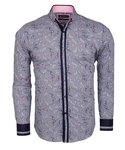 Luxury Paisley Printed and Striped Long Sleeved Mens Shirt SL 524 - Thumbnail