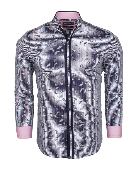 Luxury Paisley Printed and Striped Long Sleeved Mens Shirt SL 524