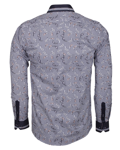 Luxury Paisley Printed and Striped Long Sleeved Mens Shirt SL 524