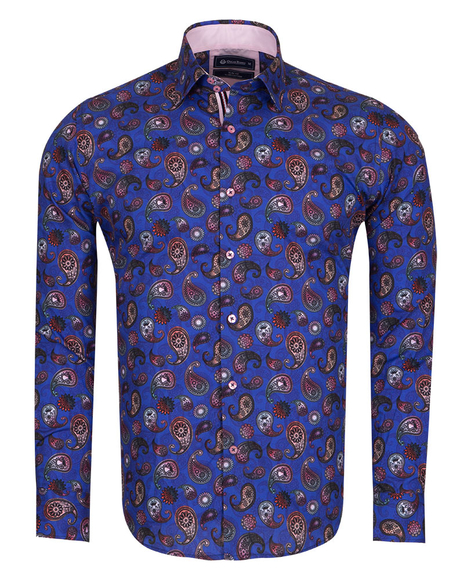 Oscar Banks - Luxury Paisley Printed Long Sleeved Mens Shirt SL 6306