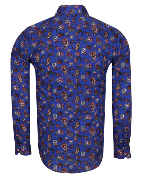 Oscar Banks - Luxury Paisley Printed Long Sleeved Mens Shirt SL 6306 (1)