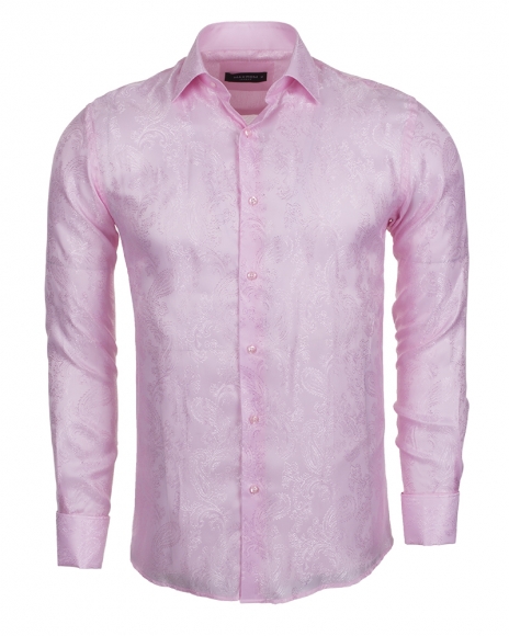 Luxury Paisley Printed Satin Long Sleeved Mens Shirt SL 446