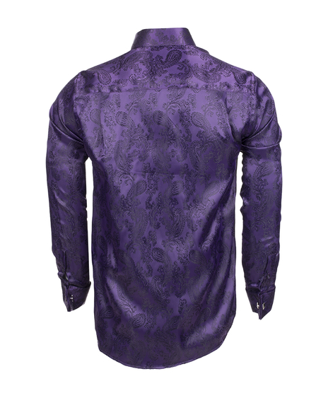 Luxury Paisley Printed Satin Long Sleeved Mens Shirt SL 446