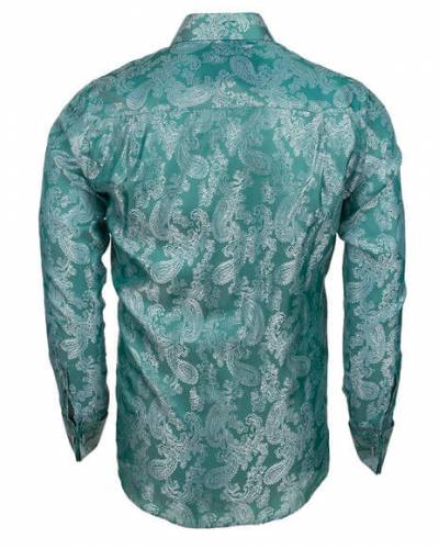 Luxury Paisley Printed Satin Long Sleeved Mens Shirt SL 446