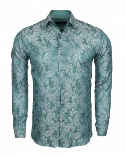 Luxury Paisley Printed Satin Long Sleeved Mens Shirt SL 446