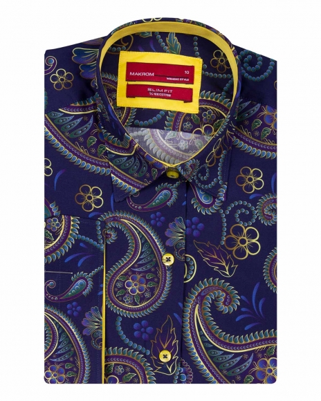 MAKROM - Luxury Paisley Printed Women 3/4 Sleeved Shirt LS 4124