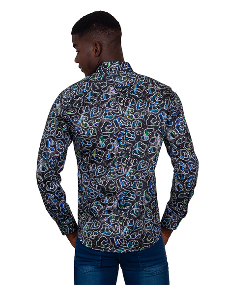 Oscar Banks - Luxury Patterned Pure Cotton Long Sleeved Mens Shirt SL 6827 (1)
