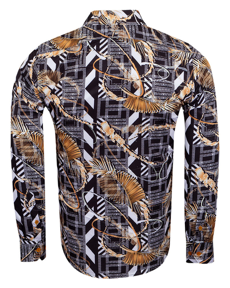 Luxury Patterns Printed Long Sleeved Mens Shirt SL 6951
