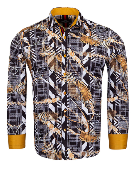 Luxury Patterns Printed Long Sleeved Mens Shirt SL 6951