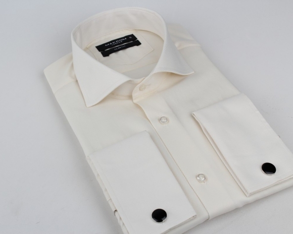 MAKROM - Luxury Plain Double Cuff Long sleeved Men Dress Mens Shirt SL 6144 (Thumbnail - )