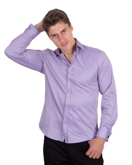 MAKROM - Luxury Plain Double Cuff Long Sleeved Mens Shirt SL 1045-A