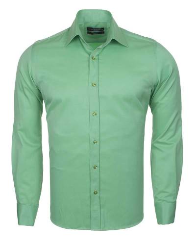 MAKROM - Luxury Plain Double Cuff Long Sleeved Mens Shirt SL 1045-A (Thumbnail - )