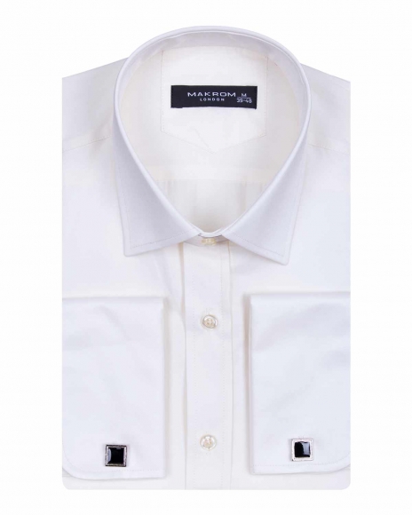 Luxury Plain Double Cuff Long Sleeved Mens Shirt SL 1045-B