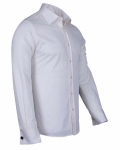 Luxury Plain Double Cuff Long Sleeved Mens Shirt SL 1045-B - Thumbnail