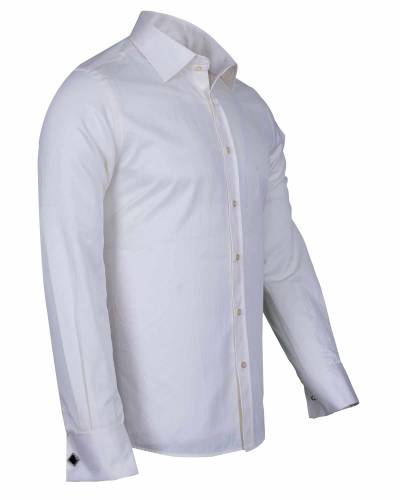 Luxury Plain Double Cuff Long Sleeved Mens Shirt SL 1045-B