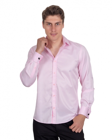 MAKROM - Luxury Plain Double Cuff Long Sleeved Mens Shirt SL 1045-C