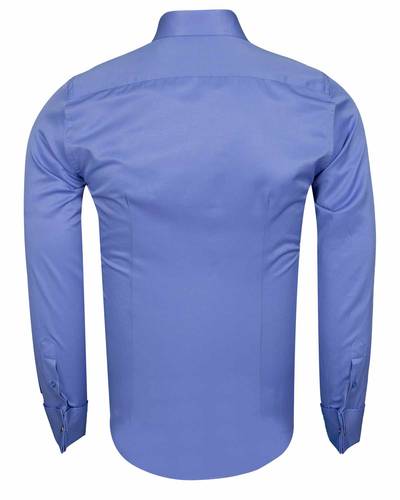 Luxury Plain Double Cuff Long Sleeved Mens Shirt SL 1045-C