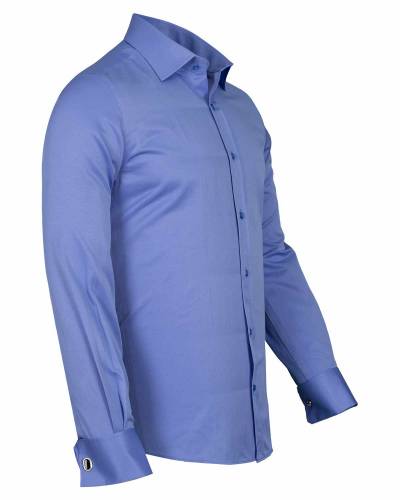 Luxury Plain Double Cuff Long Sleeved Mens Shirt SL 1045-C