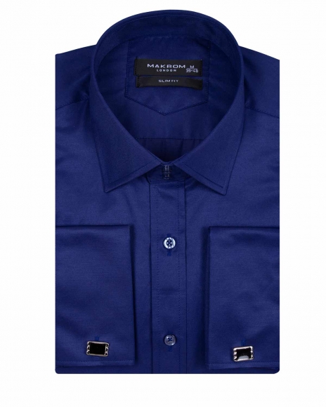 Luxury Plain Double Cuff Long Sleeved Mens Shirt SL 1045-D