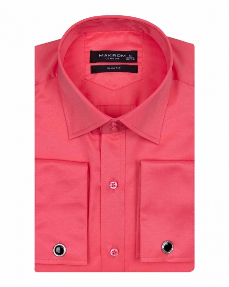 Luxury Plain Double Cuff Long Sleeved Mens Shirt SL 1045-D