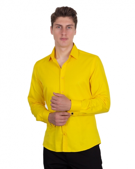 Luxury Plain Double Cuff Long Sleeved Mens Shirt SL 1045-D