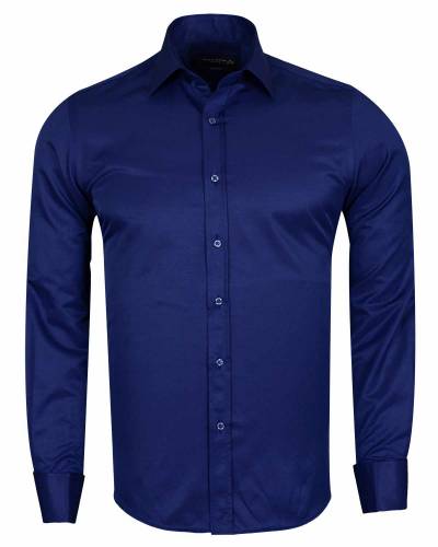 MAKROM - Luxury Plain Double Cuff Long Sleeved Mens Shirt SL 1045-D (1)