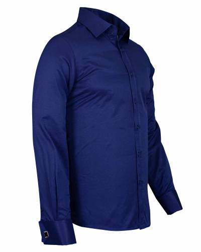 Luxury Plain Double Cuff Long Sleeved Mens Shirt SL 1045-D