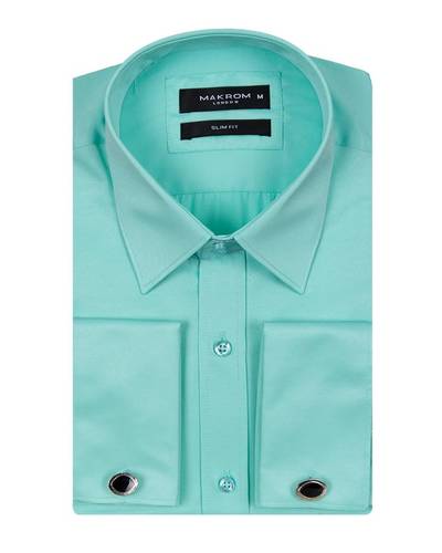 Luxury Plain Double Cuff Long Sleeved Mens Shirt SL 1045-E