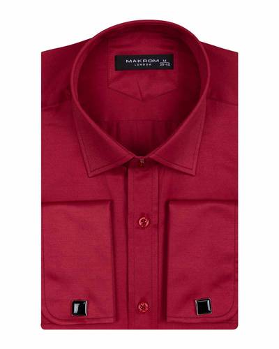 Luxury Plain Double Cuff Long Sleeved Mens Shirt SL 1045-E