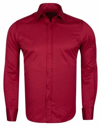 MAKROM - Luxury Plain Double Cuff Long Sleeved Mens Shirt SL 1045-E (Thumbnail - )