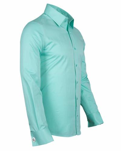 Luxury Plain Double Cuff Long Sleeved Mens Shirt SL 1045-E