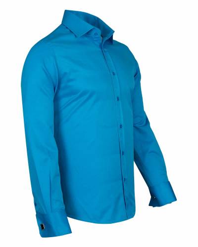 Luxury Plain Double Cuff Long Sleeved Mens Shirt SL 1045-E