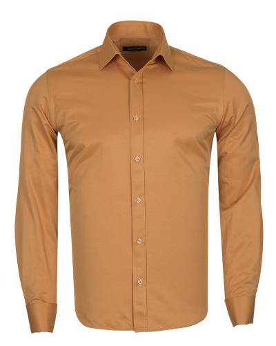 Luxury Plain Double Cuff Long Sleeved Mens Shirt SL 1045-F