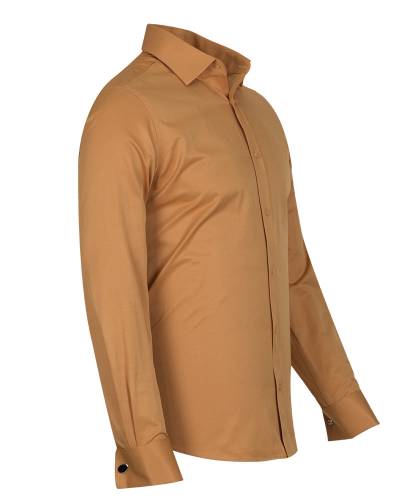 MAKROM - Luxury Plain Double Cuff Long Sleeved Mens Shirt SL 1045-F (1)