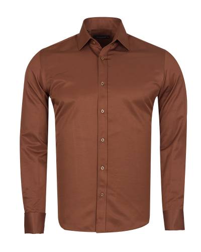 Luxury Plain Double Cuff Long Sleeved Mens Shirt SL 1045-F