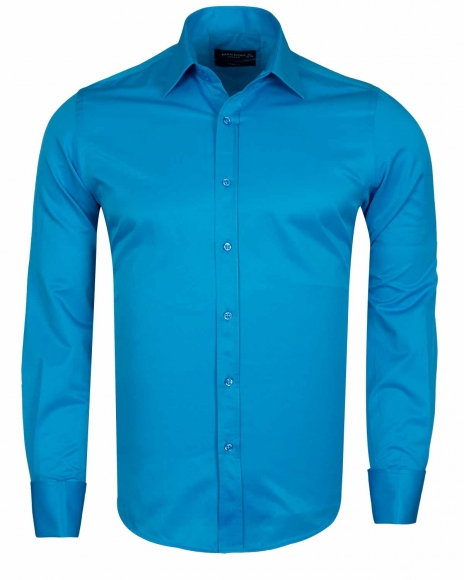 MAKROM - Luxury Plain Double Cuff Long sleeved Mens Shirt SL 6111