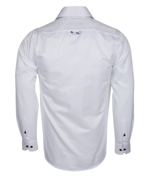 MAKROM - Luxury Plain Long Sleeved Mens Shirt with Inside Details SL 6283 (1)