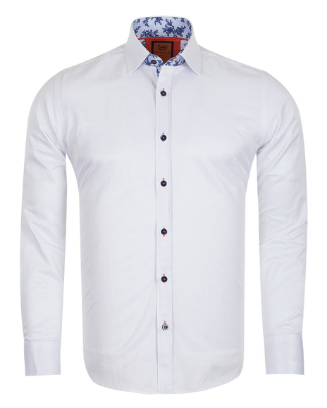MAKROM - Luxury Plain Long Sleeved Mens Shirt with Inside Details SL 6283 (Thumbnail - )