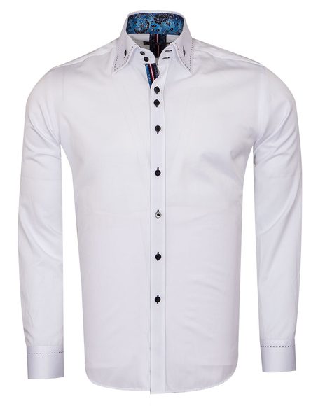 MAKROM - Luxury Plain Mens Shirt With Collar Contrast SL 6832