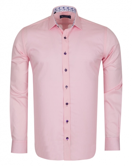 Oscar Banks - Luxury Plain Mens Shirt With Details SL 6655 (1)