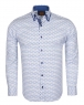 Luxury Polka Dot Print Double Collar Long Sleeved Mens Shirt SL 6550 - Thumbnail