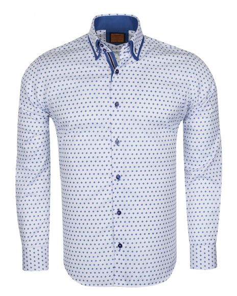 Luxury Polka Dot Print Double Collar Long Sleeved Mens Shirt SL 6550