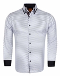 Luxury Polka Dot Print Double Collar Long Sleeved Mens Shirt SL 6550 - Thumbnail