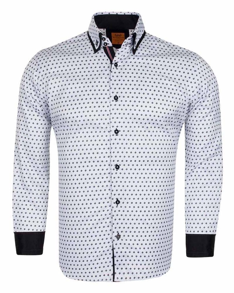 Luxury Polka Dot Print Double Collar Long Sleeved Mens Shirt SL 6550