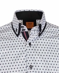 Luxury Polka Dot Print Double Collar Long Sleeved Mens Shirt SL 6550 - Thumbnail