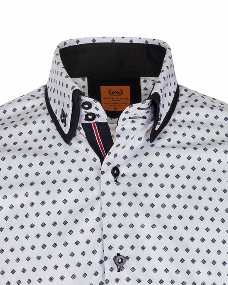 Luxury Polka Dot Print Double Collar Long Sleeved Mens Shirt SL 6550