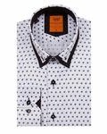 Luxury Polka Dot Print Double Collar Long Sleeved Mens Shirt SL 6550 - Thumbnail