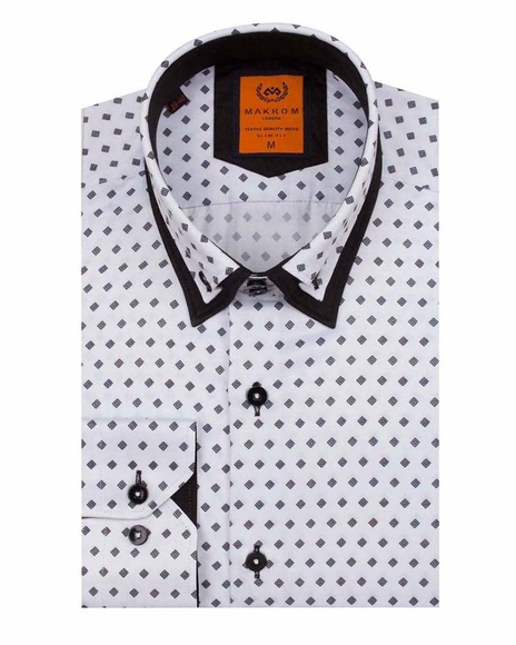 Luxury Polka Dot Print Double Collar Long Sleeved Mens Shirt SL 6550